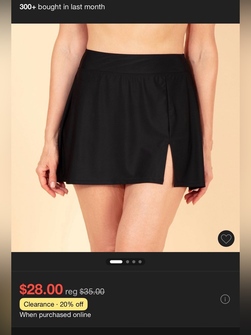 Lands End Black Women's Medium Swim Skort with Side Slit